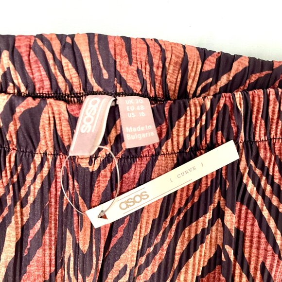 NWT - Asos - Plisee Palazzo Pants - Tiger striped - 16 Curve - Picture 4 of 6